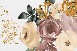 Beige And Brown Watercolour Flowers