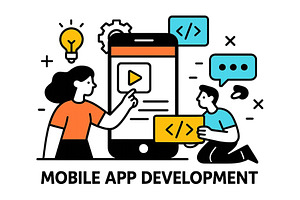 Engaging mobile app development, a Technology Illustration by ZinetroN