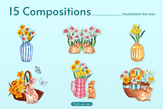 Daffodils and Rabbit Watercolor, an Animal Illustration by CreativeValuation (Thumbnail 3 of 12)