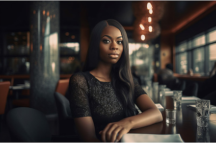 Black woman in black dress in, a Beauty & Fashion Photo by Ylivdesign