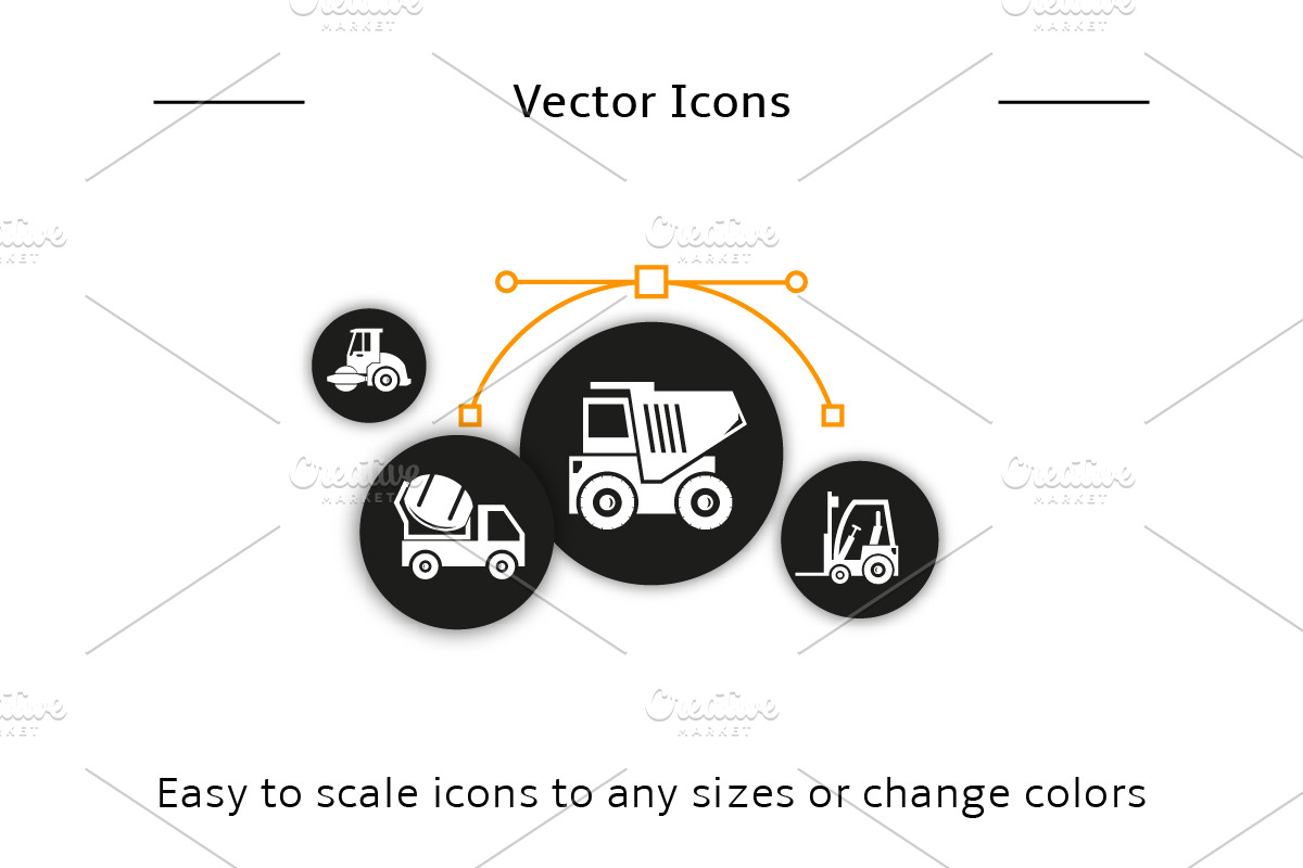 Construction Machine Equipment Icons, a Solid Icon by Designfour