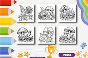 Gnomes Mushroom Garden Coloring, a Seasonal Illustration by Design Zone (Thumbnail 4 of 5)