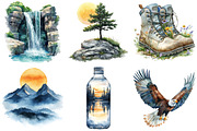 Watercolor Summer Mountain Clipart, an Illustration by Craft Nest (Thumbnail 2 of 6)