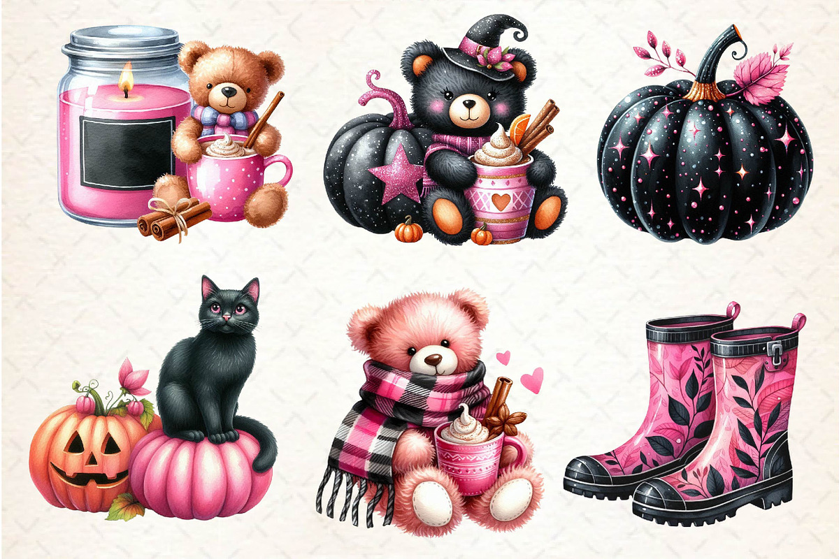 Pink and Black Autumn Clipart, an Illustration by Dream Creation (Photo 6 of 6)