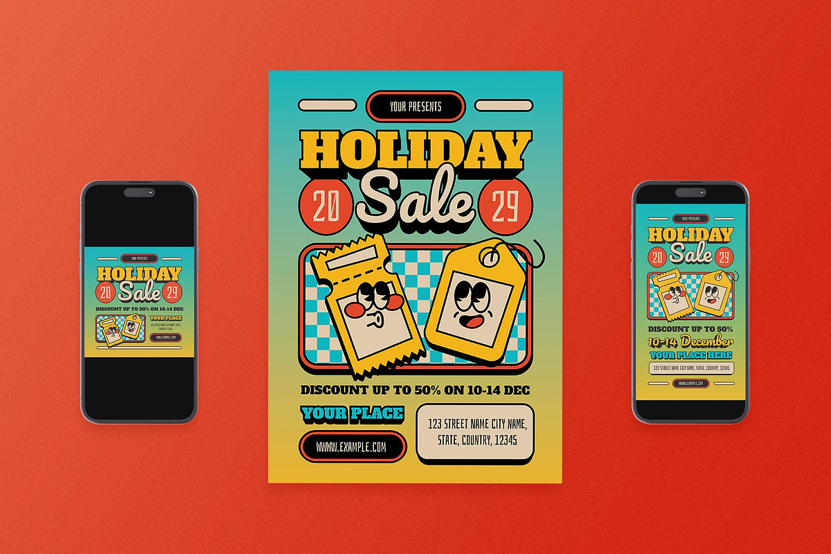 Blue Holiday Sale Flyer, a Flyer Template by Aiyari Graphic (Photo 1 of 3)