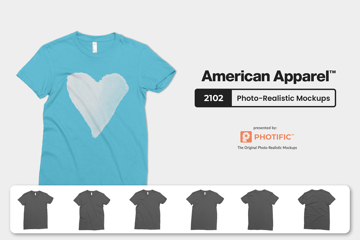 American Apparel 2102 Tee Mockups, a Shirt Mockup by Photific (Photo 1 of 6)