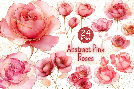 Abstract Pink Roses Clipart, a Decorative Illustration by Douce Créativité