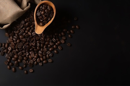 Top view of coffee beans in a cup, a Food & Drink Photo by Virgo Studio
