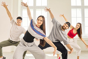 Four Dancers in Synchronized Routine