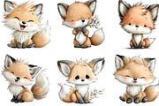 Watercolor Fox with Emotion Clipart, an Illustration by CraftArtStudio (Thumbnail 2 of 6)