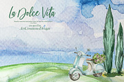 Watercolor La Dolce Vita Clipart, an Education Illustration by ArtCreationsDesign (Thumbnail 10 of 12)
