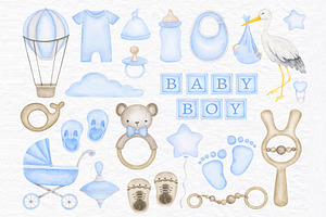 Baby Boy Newborn Watercolor Clipart