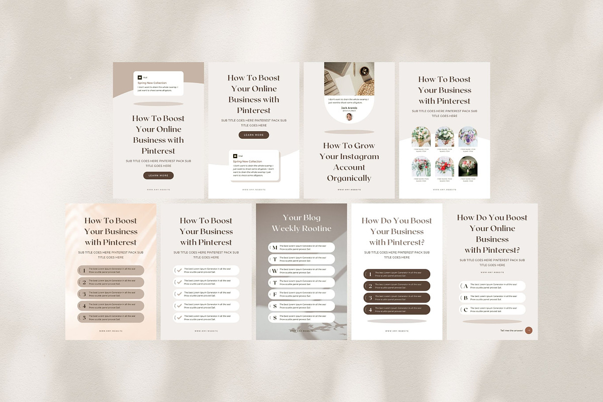 Pinterest Pin Templates Canva Shadow, a Social Media Template by Keikoya (Photo 7 of 13)