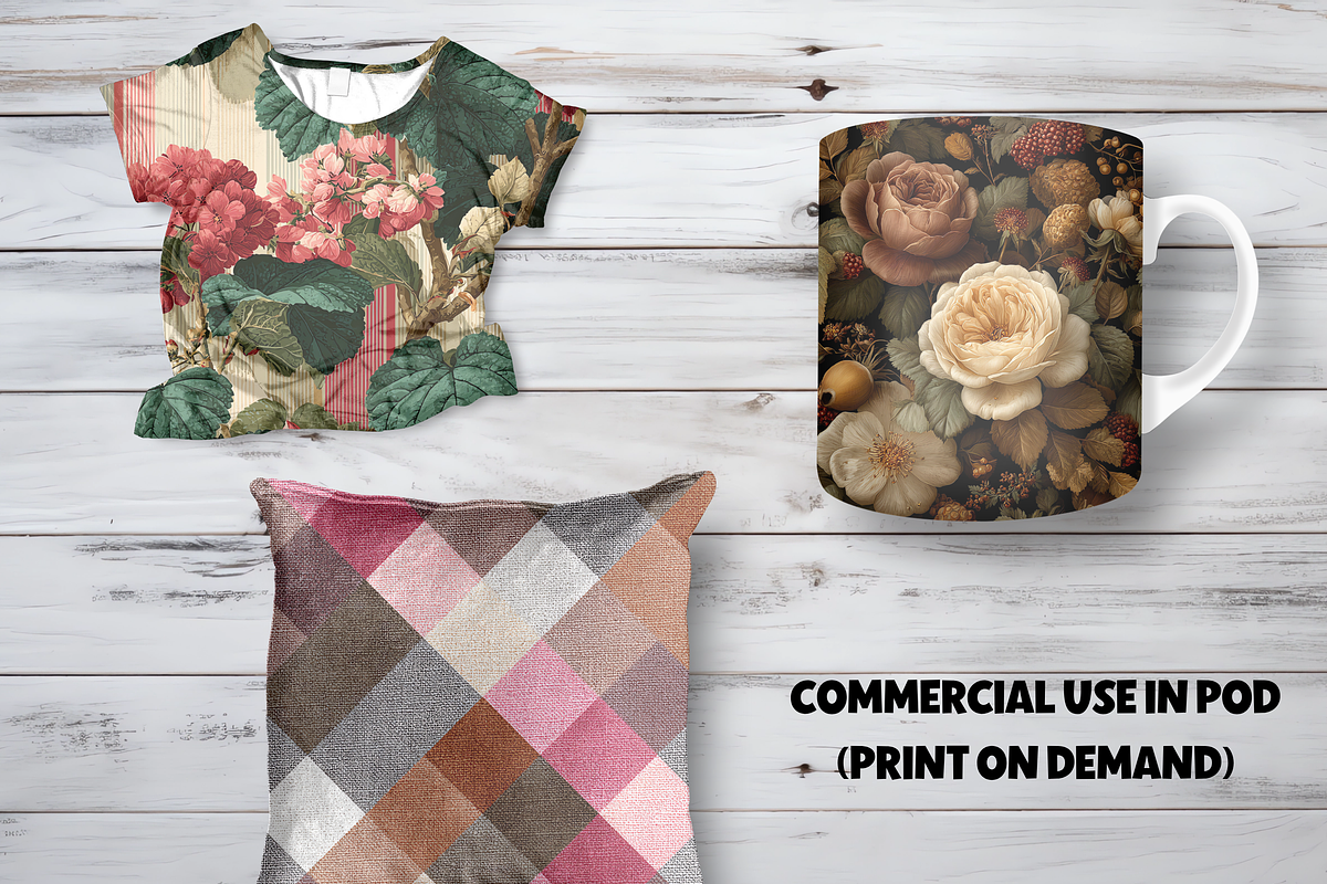 Cafe Rose Wild Florals Digital Paper, a Pattern Graphic by LA Design (Photo 7 of 10)
