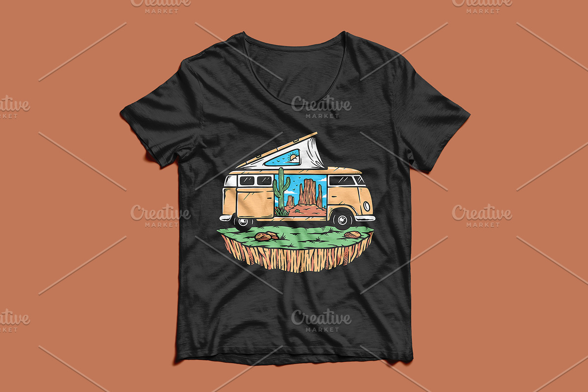 Trip to the desert in a campervan, a Transportation Illustration by gunaonedesign (Photo 3 of 7)