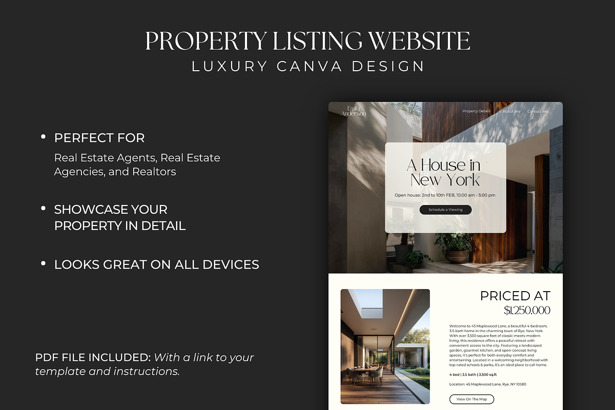 Property Listing Canva Website, an App Template by Meraki Templates (Photo 2 of 8)