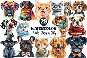 Quirky Dog & Cat Sublimation Bundle, an Illustration by Dream Creation