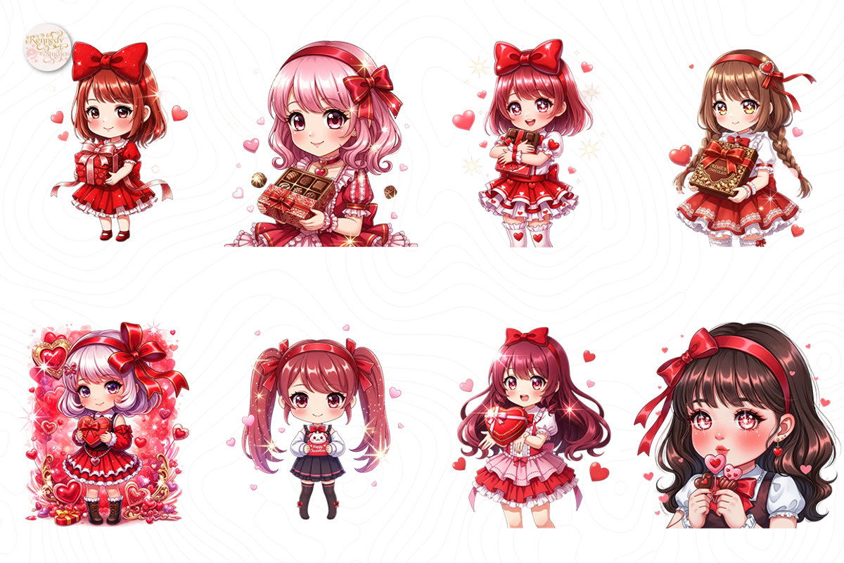 Cute Little Valentine Girl PNG, a Person Illustration by KennedyStudio (Photo 2 of 5)