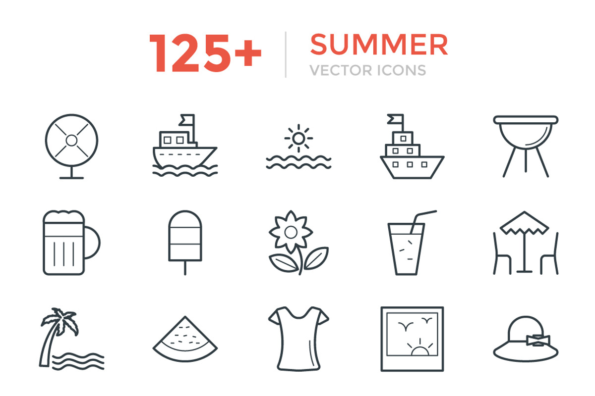 125+ Summer Vector Icons, an Outline Icon by Vectors Market (Photo 1 of 3)