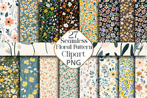 Seamless Floral Pattern PNG Bundle, an Illustration by CraftArtStudio