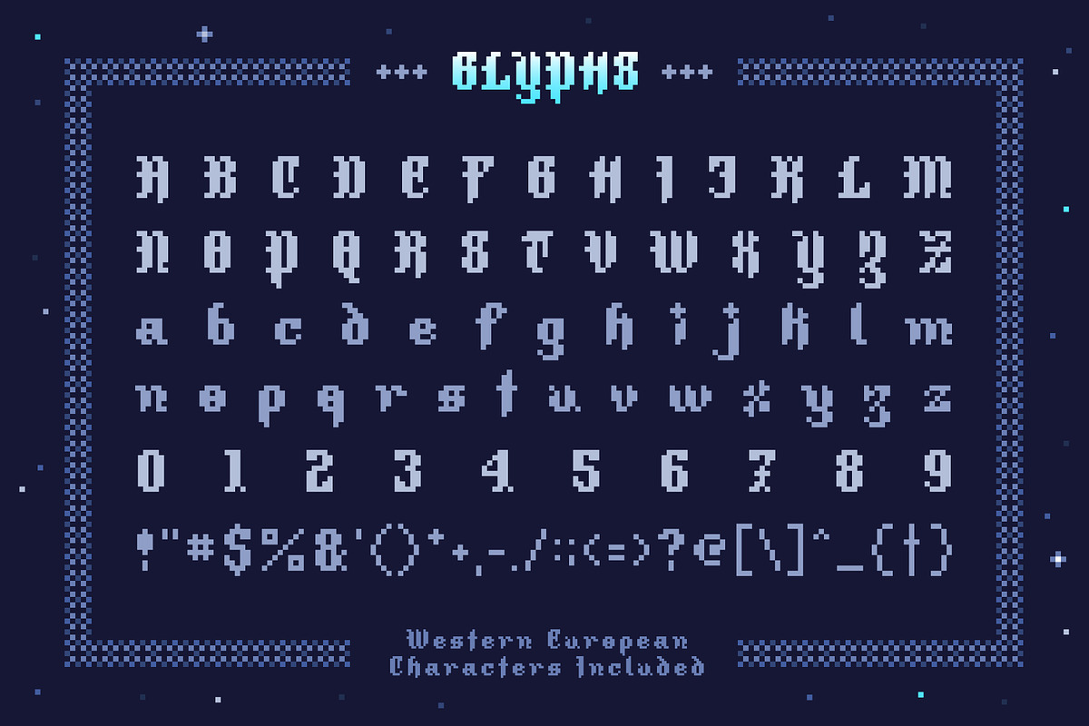 Magic Quest - 8-Bit Blackletter, a Blackletter Font by OPENCITYDESIGNCO (Photo 2 of 5)