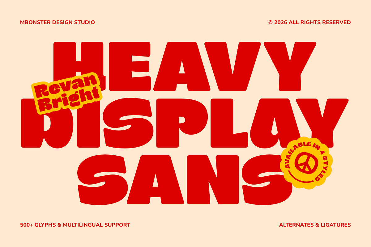 Revan Bright - Heavy Playful Sans, a Sans Serif Font by Mbonster Design Studio (Photo 2 of 16)