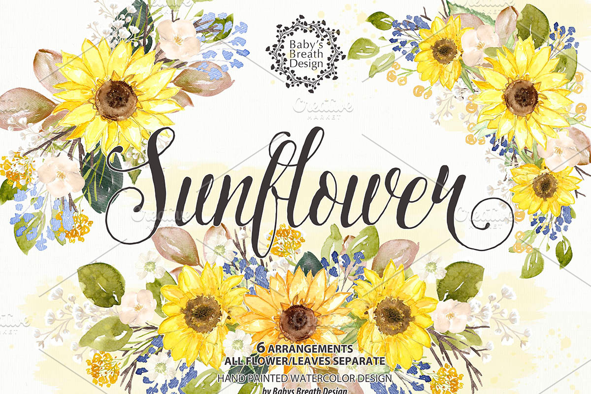 -50%Watercolor Sunflower design, an Illustration by Babysbreath/Dandelionery (Photo 1 of 2)