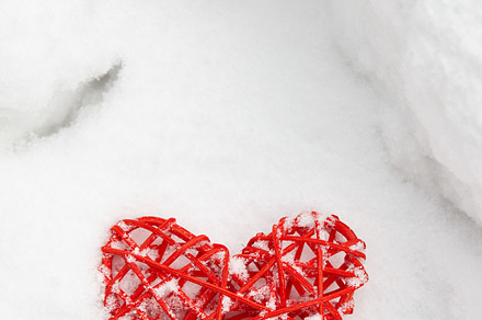 Red valentine heart in snow, a Holiday Photo by Foodie's Shop