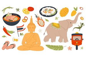 Thai Culture Elements, an Illustration by alexdndz