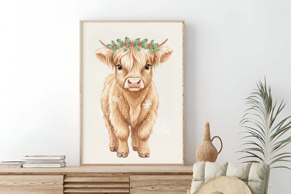 Christmas Highland Cow Clipart PNG, an Illustration by SinaCreation (Photo 5 of 7)