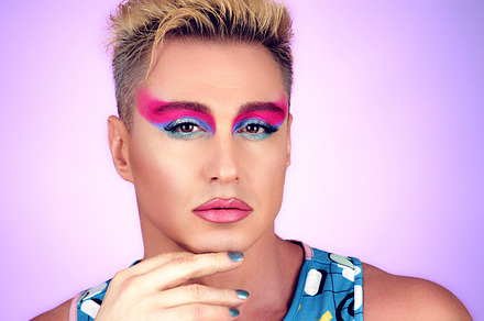 Beauty Fashion man guy with Bright Makeup, lgbtq