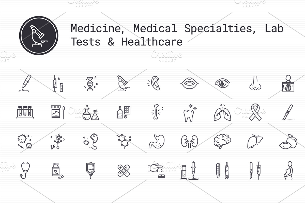 Medicine, Healthcare Thin Line Icons, an Outline Icon by Nuburu (Photo 3 of 4)