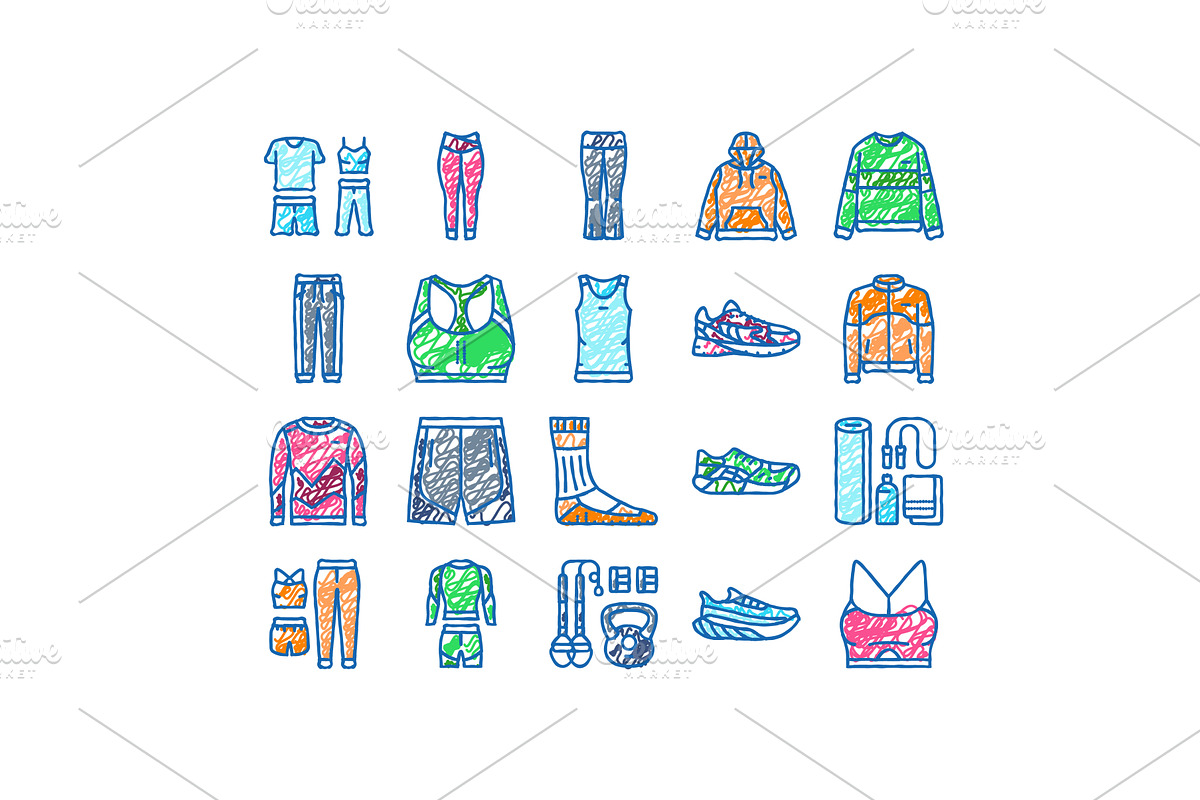athleisure clothing fashion icons, an Object Illustration by pikepicture
