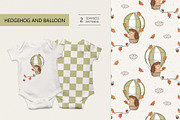Hedgehog and air balloon, a Pattern Graphic by Olena Kuznietsova (Thumbnail 1 of 10)