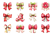 Romantic Christmas Bow Clipart Set, a Seasonal Illustration by Coco Bloom (Thumbnail 3 of 4)