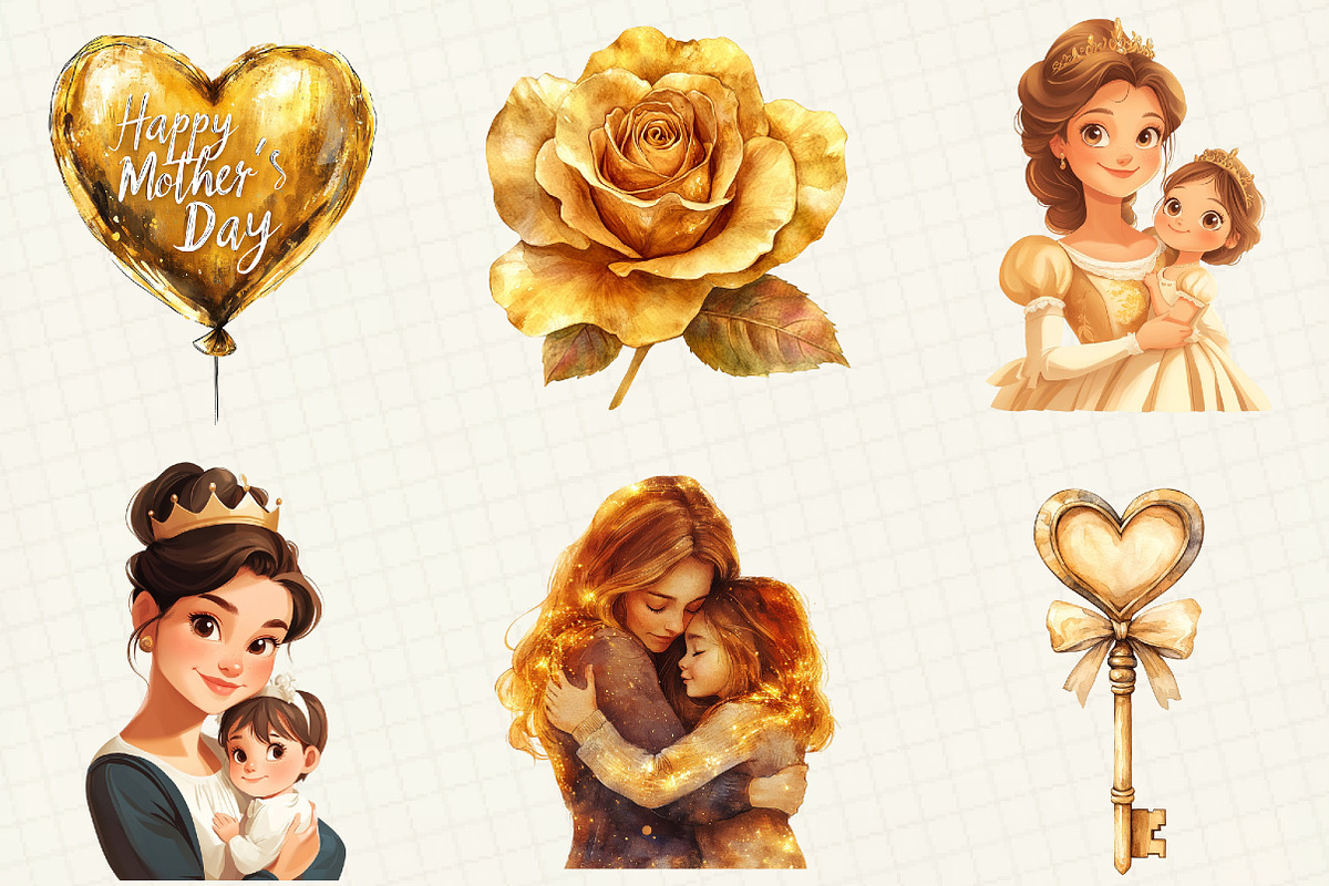 Golden Mother's Day Clipart, an Illustration by OK Design (Photo 3 of 5)