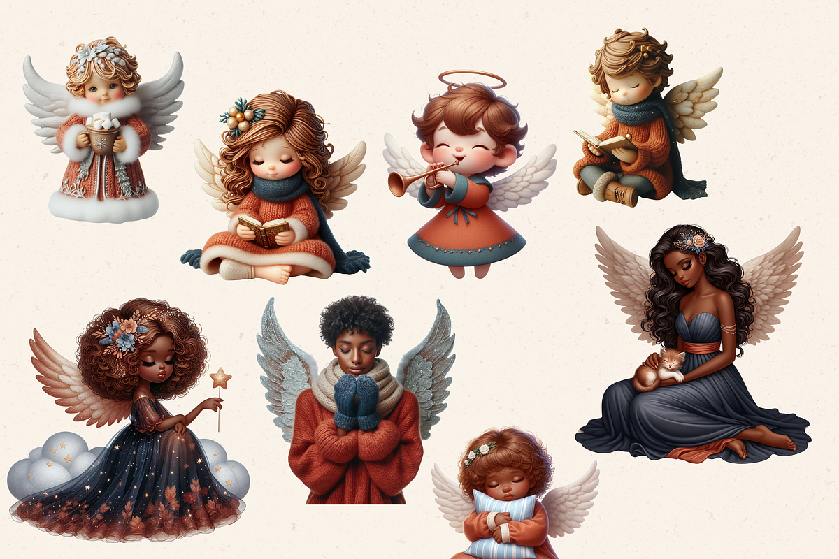 TERRACOTTA ANGELS CLIPART PACK, a Person Illustration by Daring Digies (Photo 4 of 7)