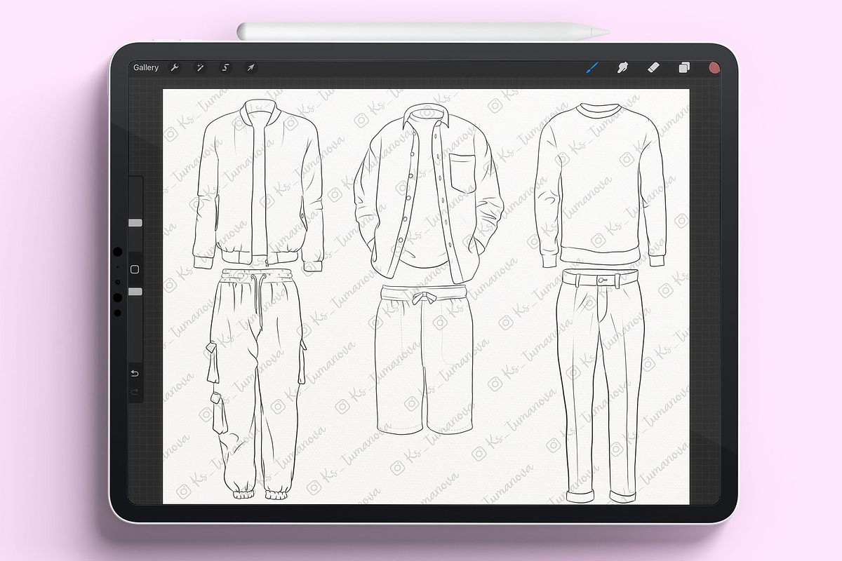 Procreate clothes for men stamps, a Brush Add-On by KsTumanova (Photo 3 of 3)