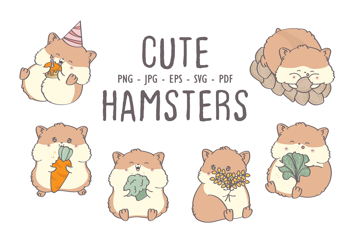 Cute Cartoon Hamster, Kawaii Hamster, an Animal Illustration by ArtVarStudio (Photo 1 of 3)