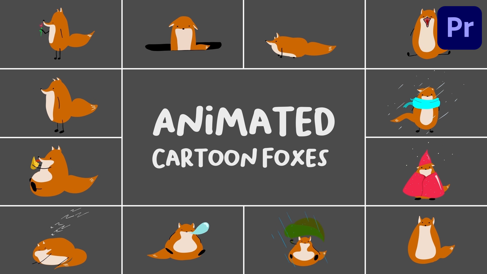Animated Cartoon Foxes Premiere Pro