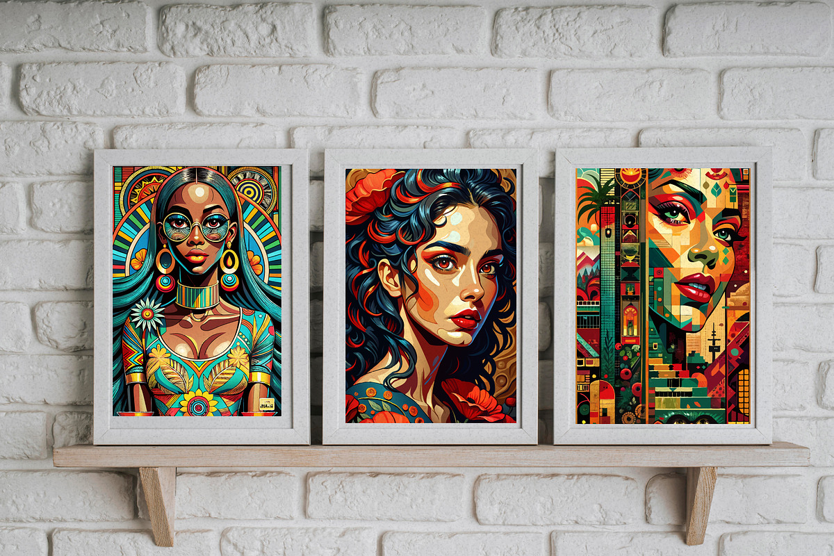 Colorful Abstract Women Wall Art, a Wallpaper Graphic by Helospace (Photo 2 of 10)