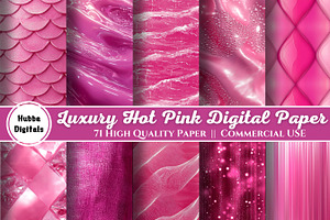 71 Luxury Hot Pink Digital Paper, an Illustration by HubbaDigitals