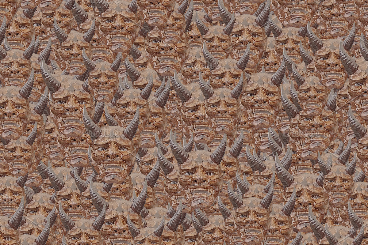 Monster japanese mask motif random pattern, a Pattern Graphic by DanFLCreativo