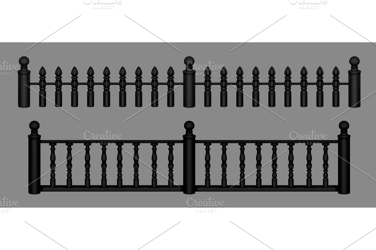 Black decorative fence or gate set, an Object Illustration by art PVP - market