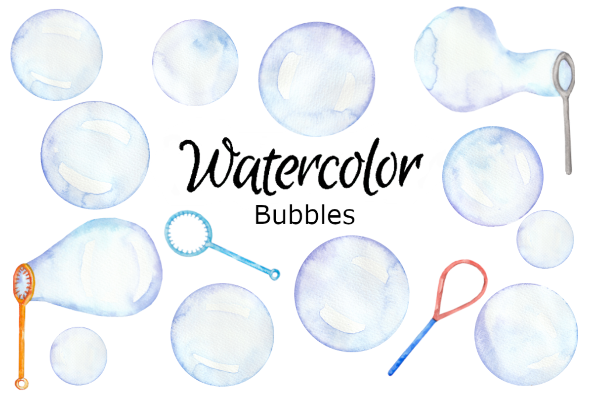 Bubbles watercolor clipart, a Background Graphic by GoodFairyClipArt (Photo 1 of 2)