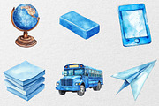 Blue School Clipart, an Illustration by DreamCafeArt (Thumbnail 5 of 7)