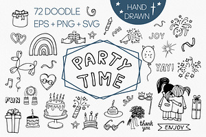 Big Birthday Clipart Set. Party Time