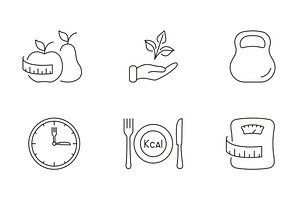Healthy Living and Dieting Line Icon, a Food Illustration by Vector Creator