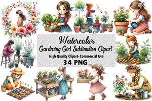 Gardening Girl Sublimation Bundle, an Illustration by Daily.Designs