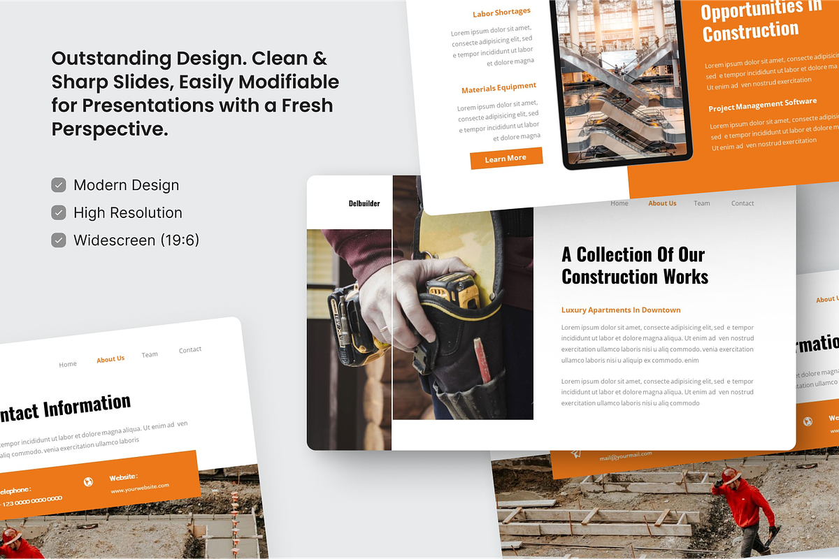 Delbuilder Construction Google Slide, a Presentation Template by SquidPixey (Photo 3 of 6)